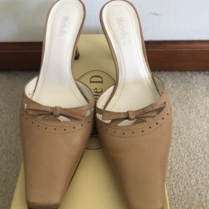 Slide on beige heels